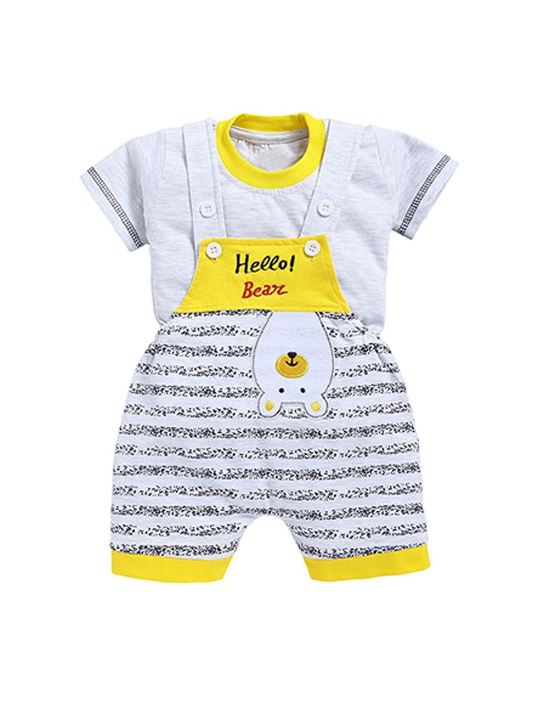 baesd infants printed cotton dungaree with t-shirt