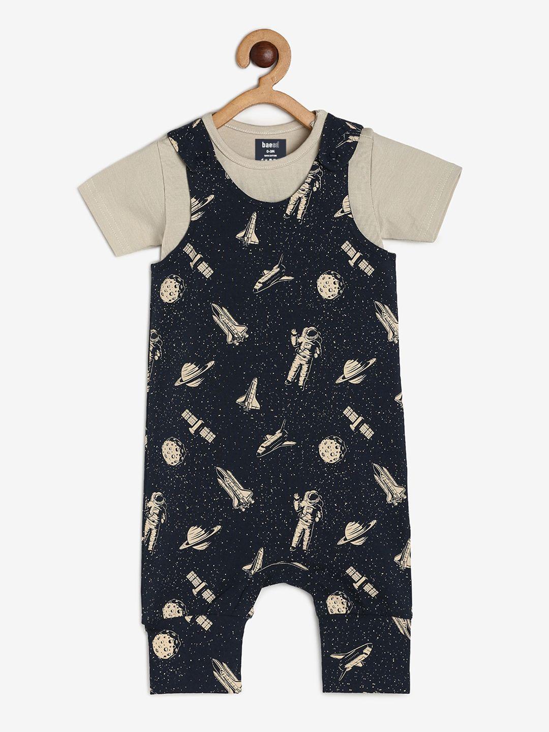 baesd infants printed straight-leg dungaree with t-shirt