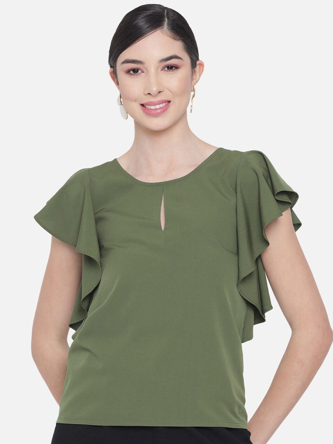 baesd keyhole neck flared sleeve top