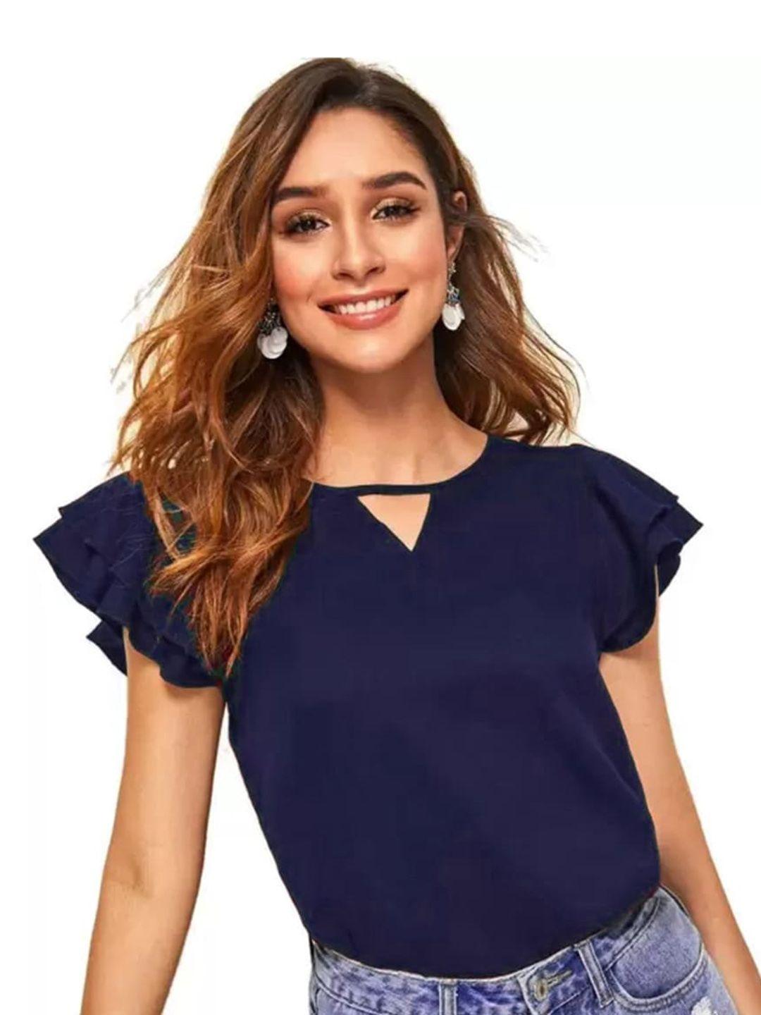 baesd keyhole neck flared sleeves regular top