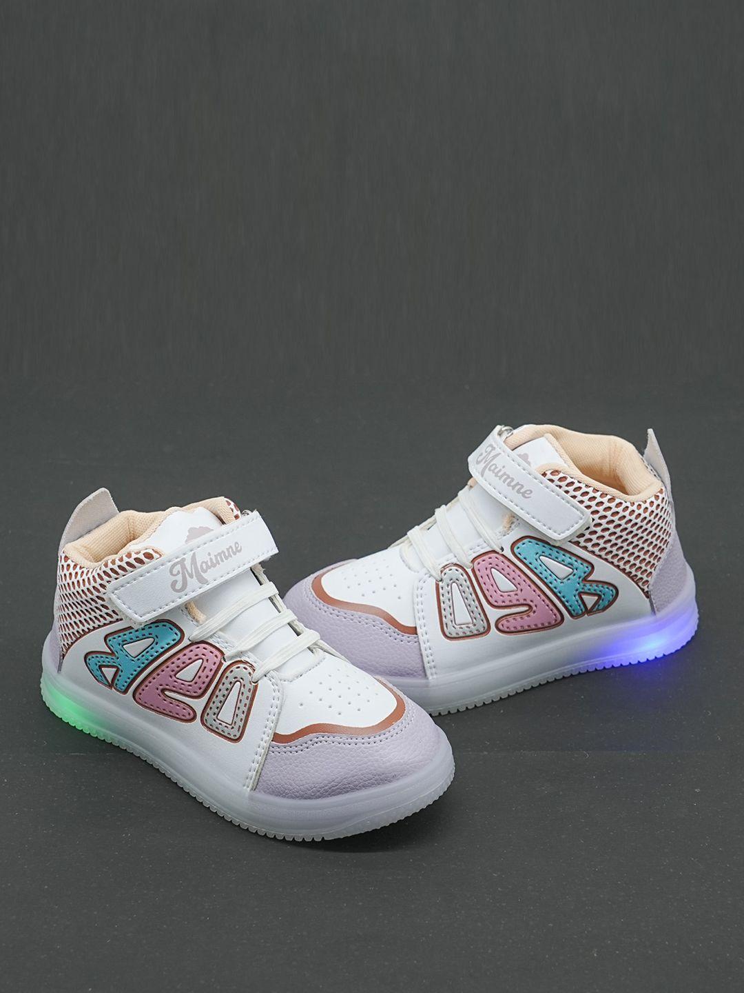 baesd kids colourblocked led lightweight mid-top sneakers