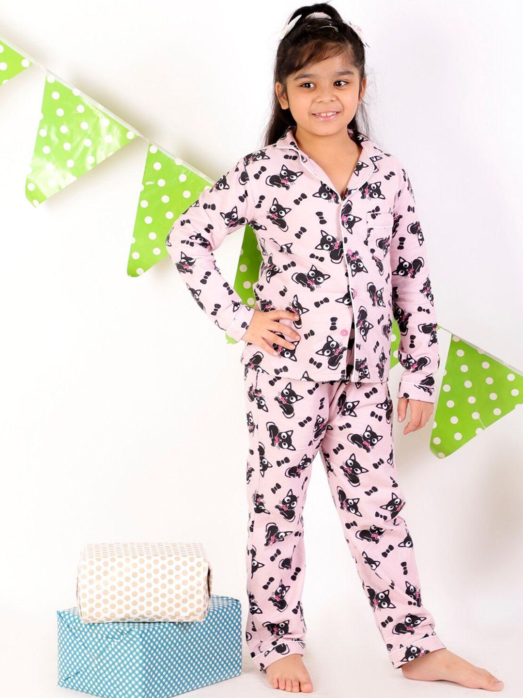 baesd kids conversational printed pure cotton night suit