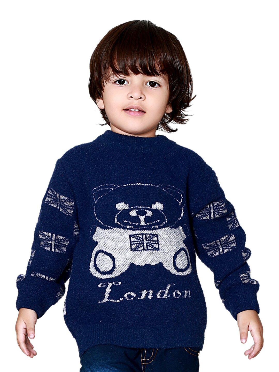 baesd kids conversational printed round neck acrylic pullover sweater