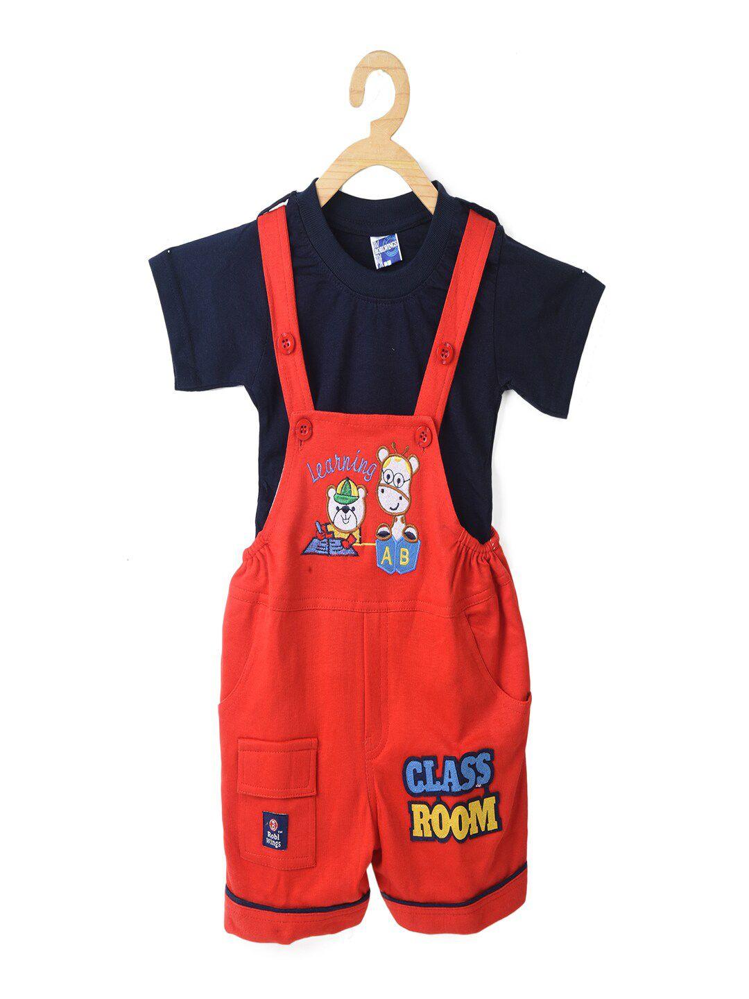 baesd kids embellished pure cotton dungaree with t-shirt
