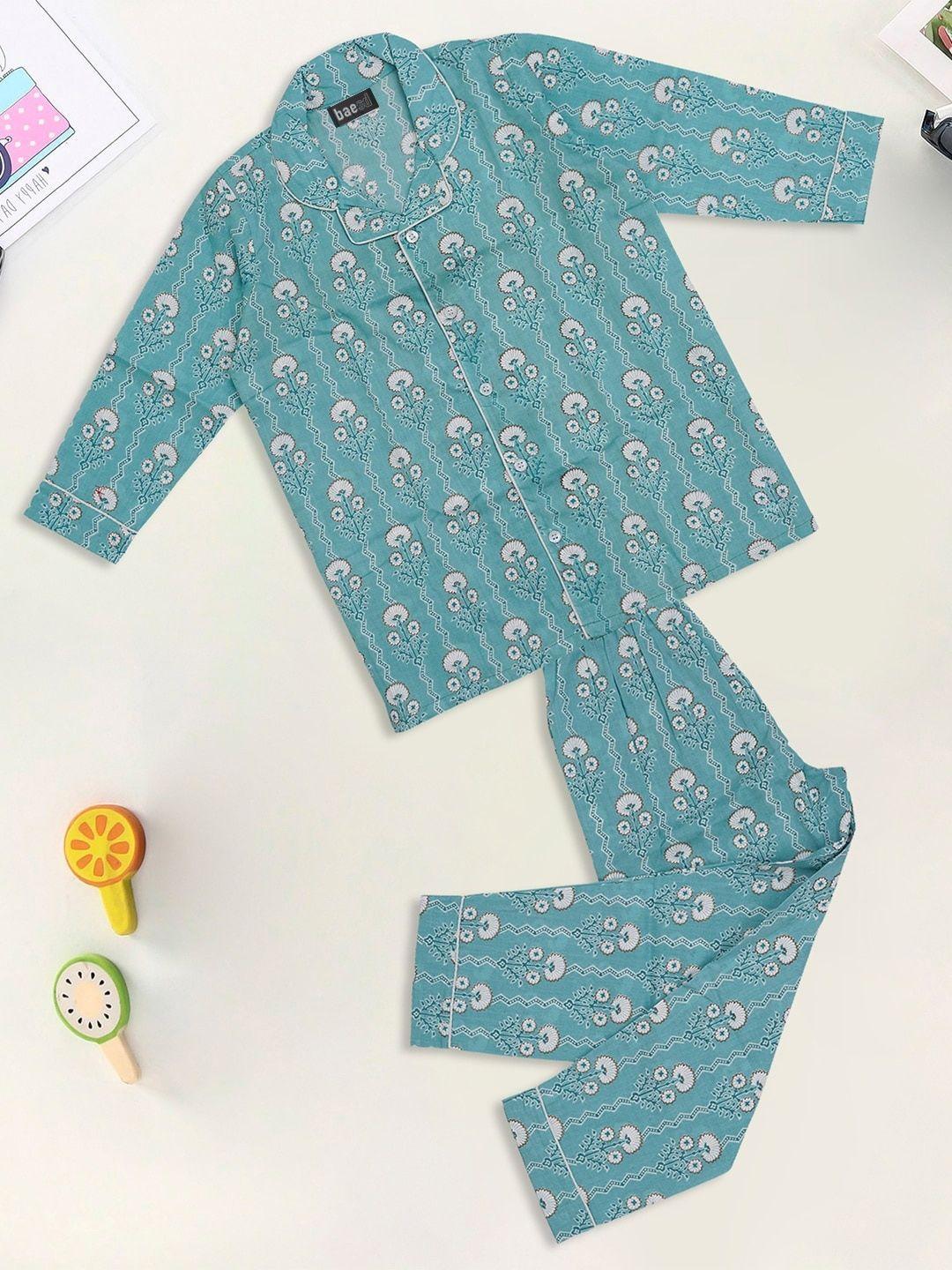 baesd kids ethnic motifs printed pure cotton night suit