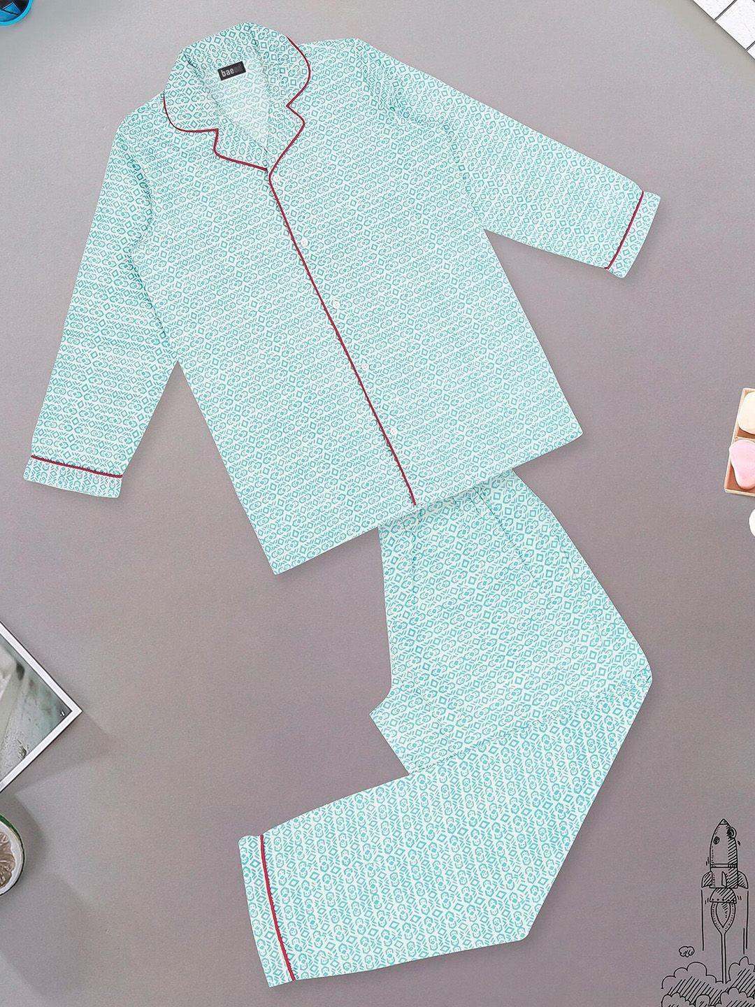 baesd kids geometric printed pure cotton night suit