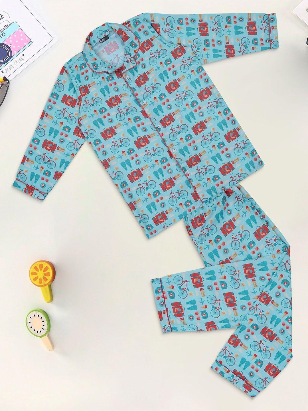 baesd kids graphic printed pure cotton night suits