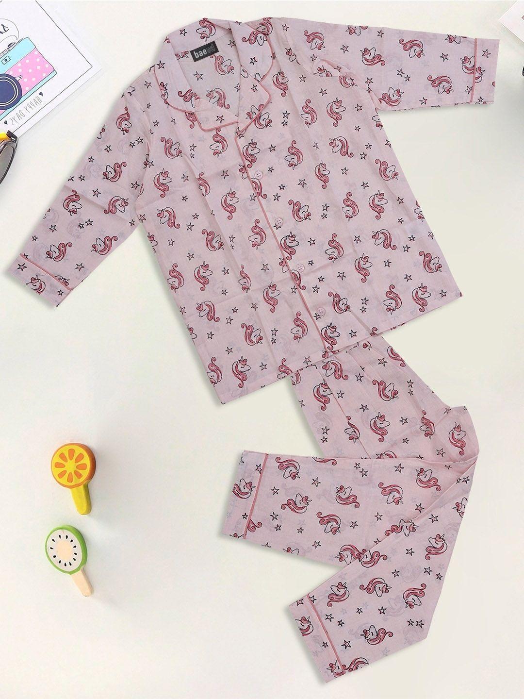 baesd kids graphic printed pure cotton night suits
