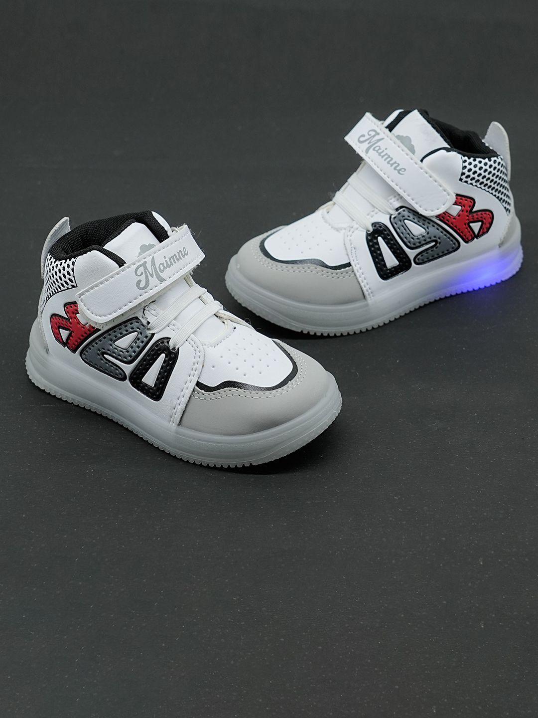 baesd kids mid top printed sneakers with led lights