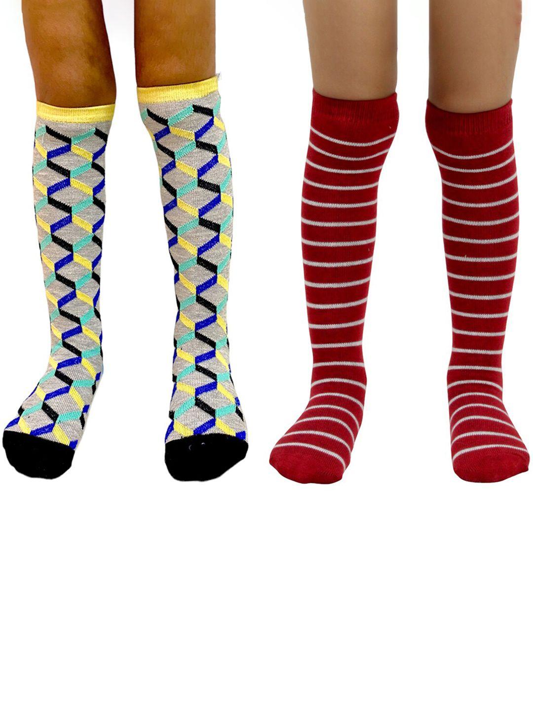 baesd kids pack of 2 printed breathable knee-length socks