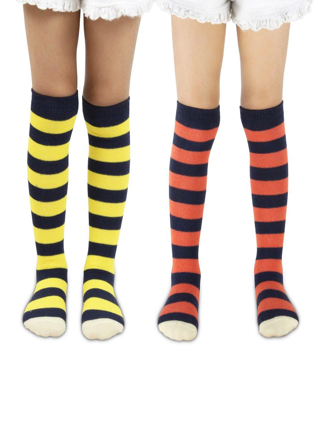 baesd kids pack of 2 striped breathable knee-length socks