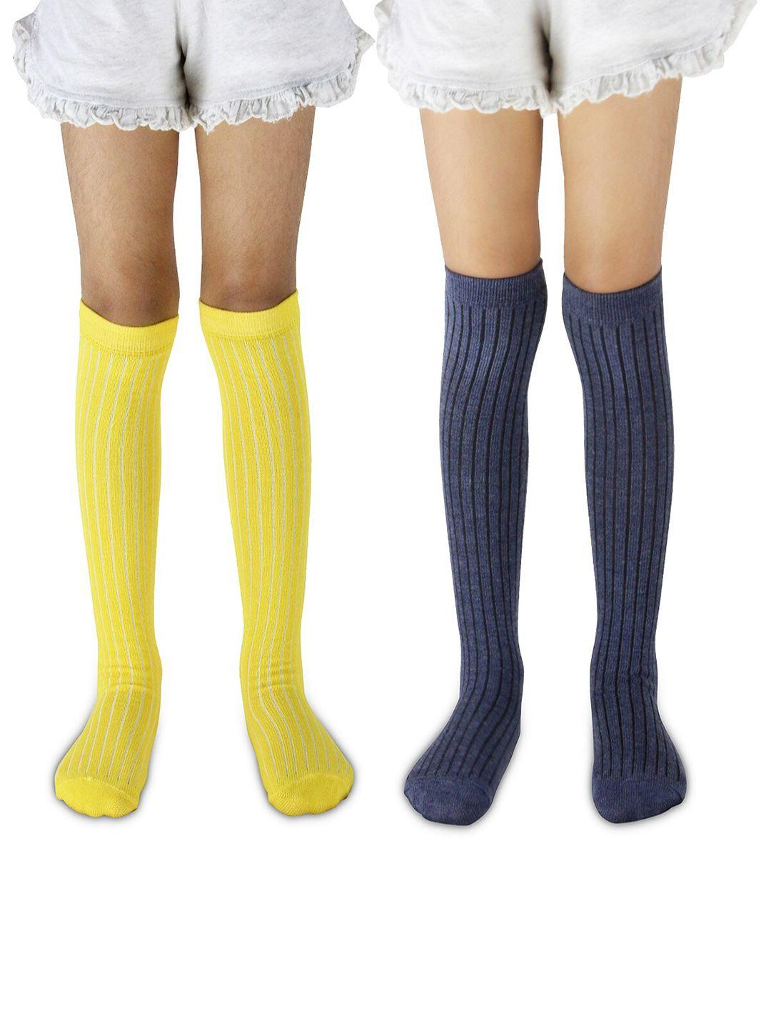 baesd kids pack of 2 striped breathable knee-length socks