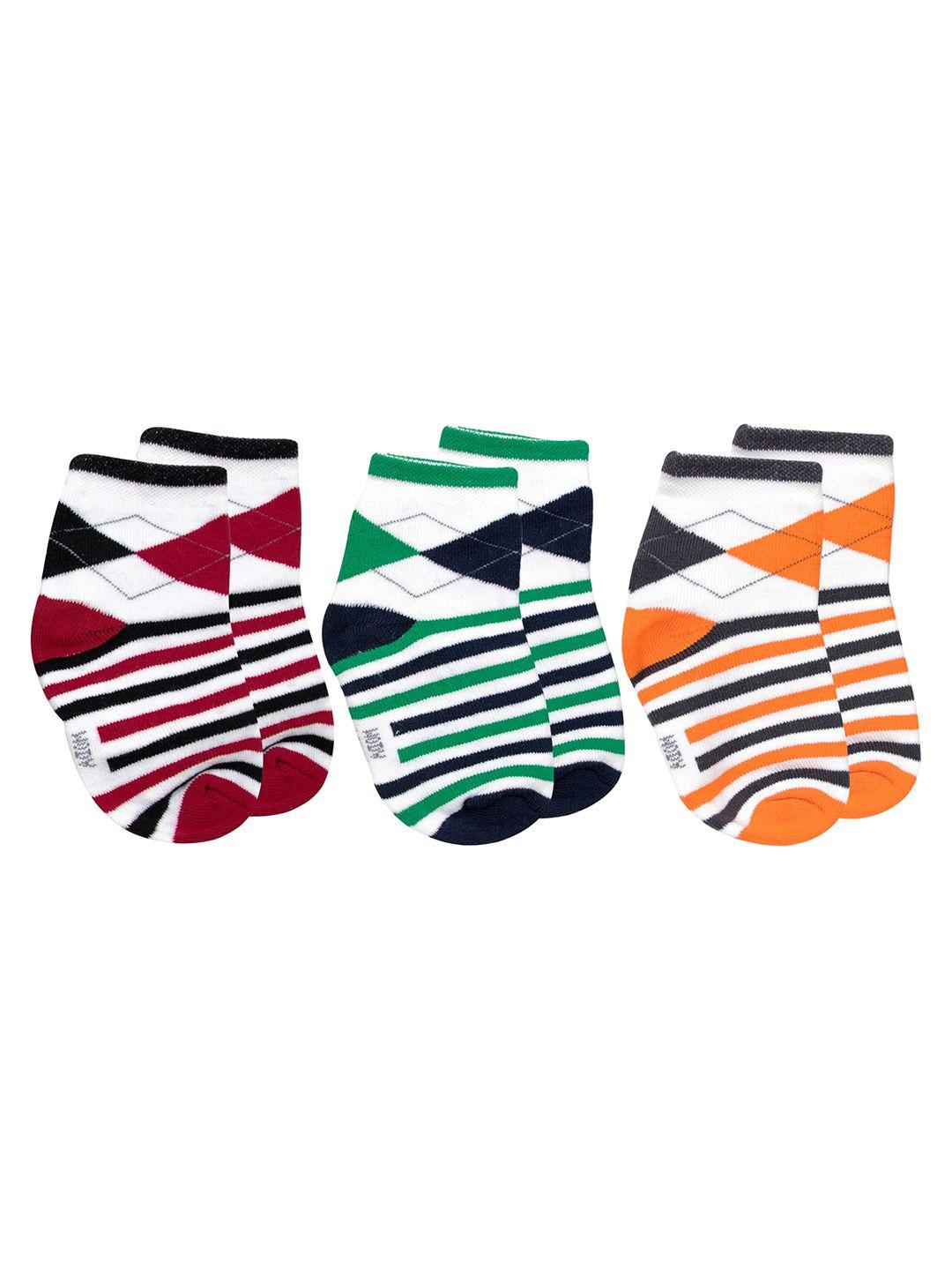 baesd kids pack of 3 striped ankle length socks