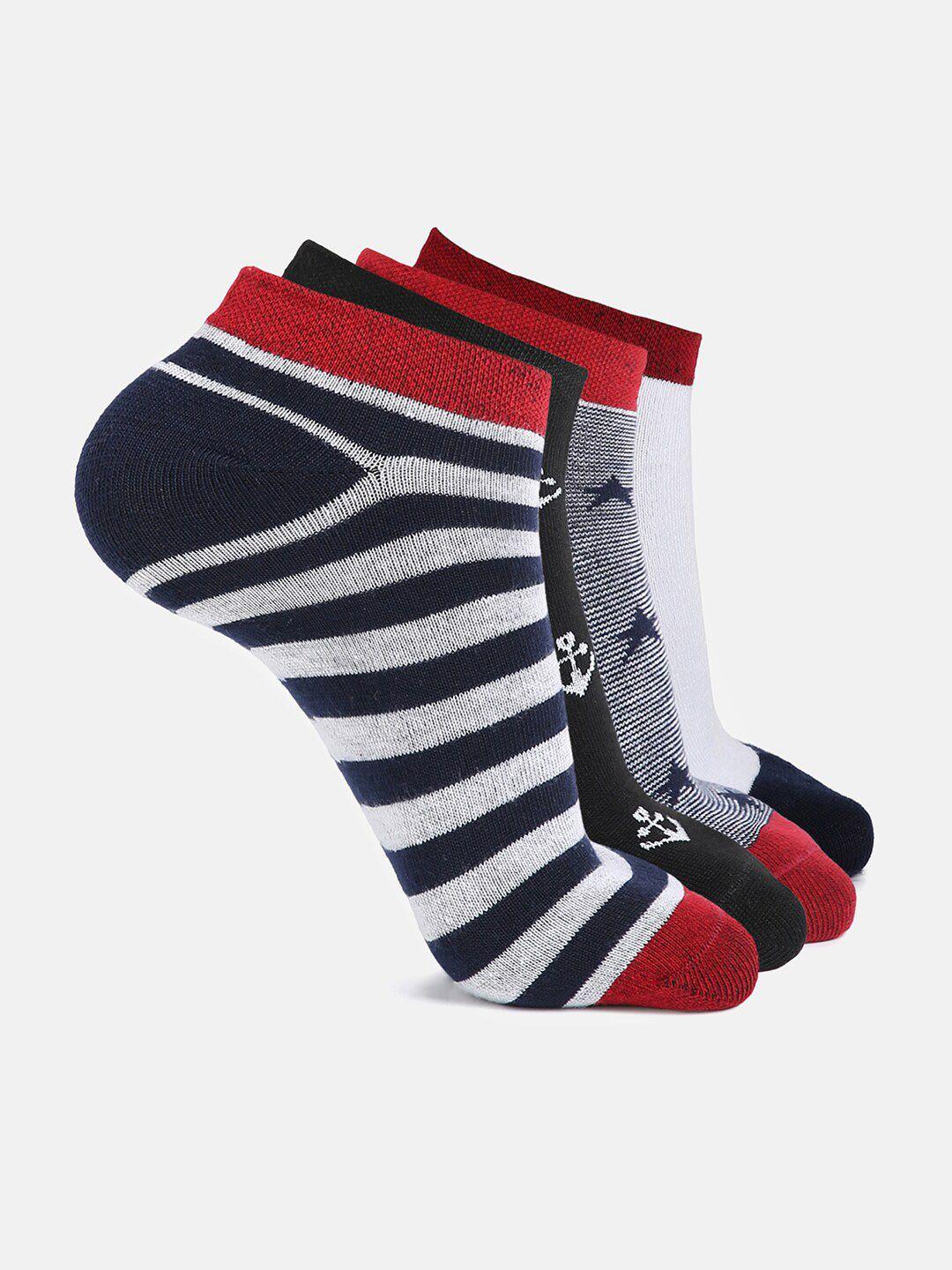 baesd kids pack of 4 patterned cotton ankle length socks