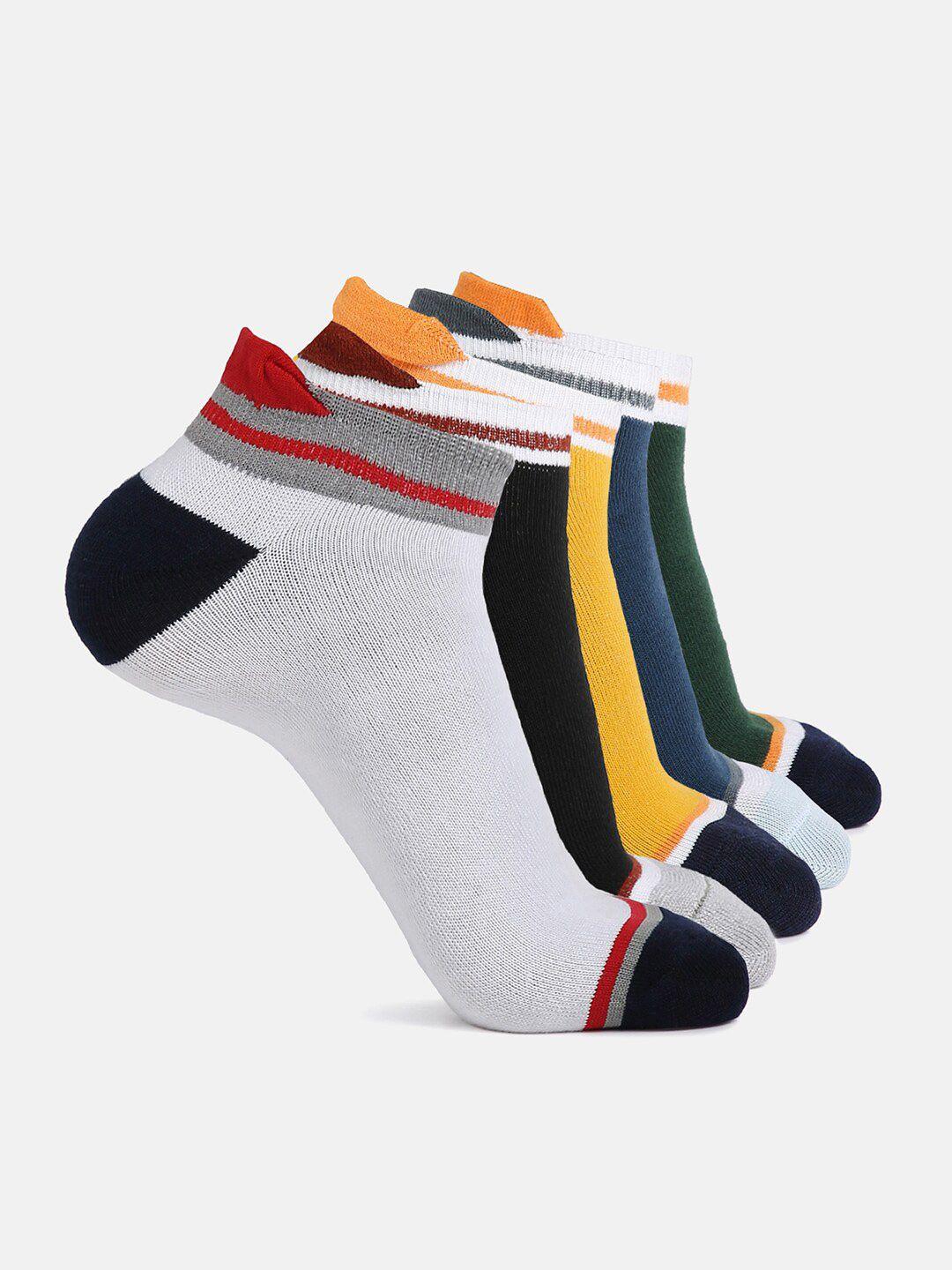 baesd kids pack of 5  colour-blocked cotton ankle length socks