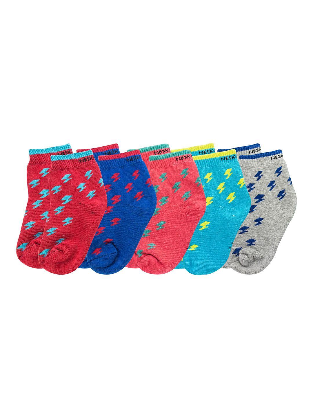 baesd kids pack of 5 patterned ankle length socks