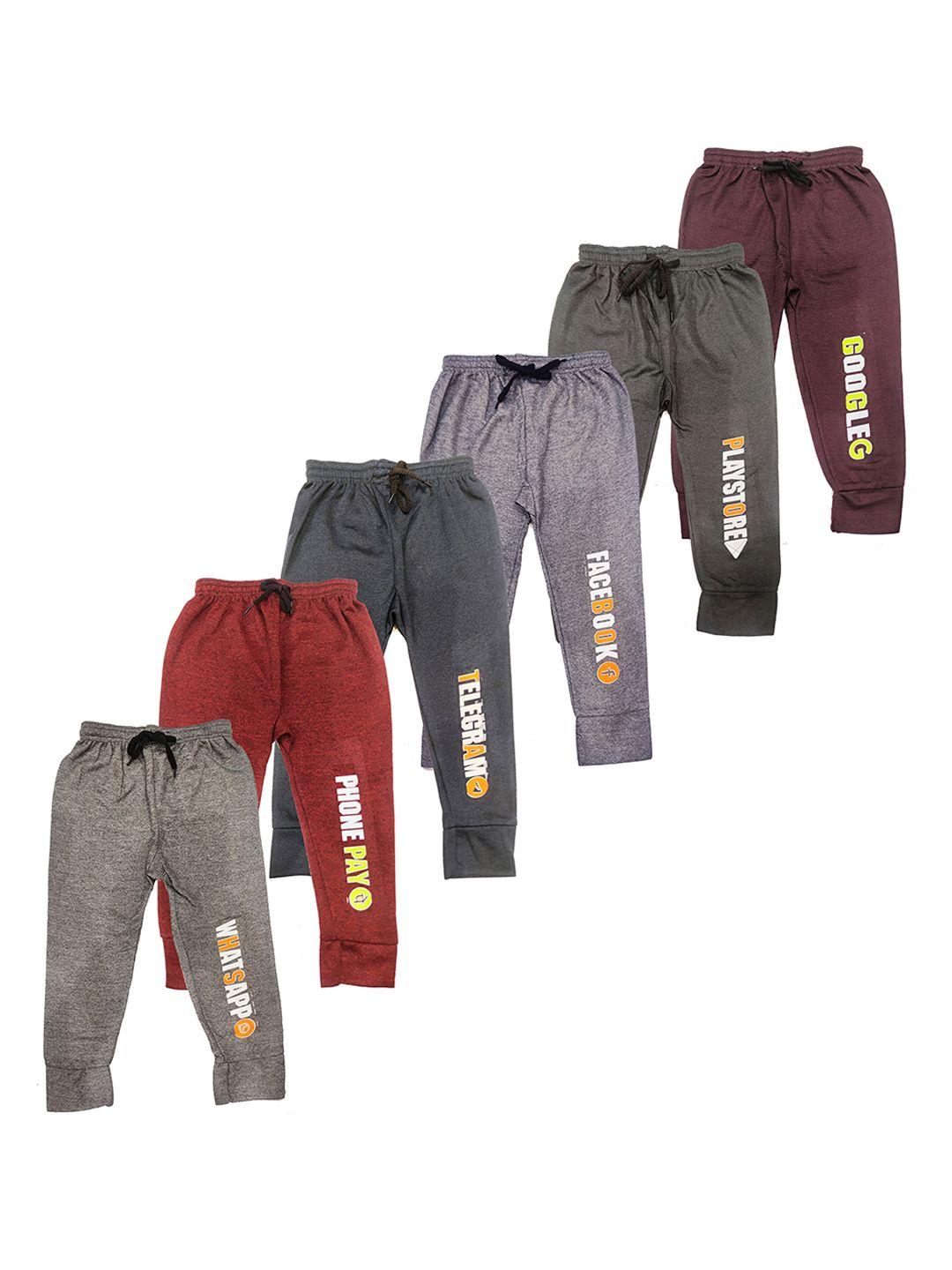 baesd kids pack of 6 printed relaxed fit mid-rise cotton joggers