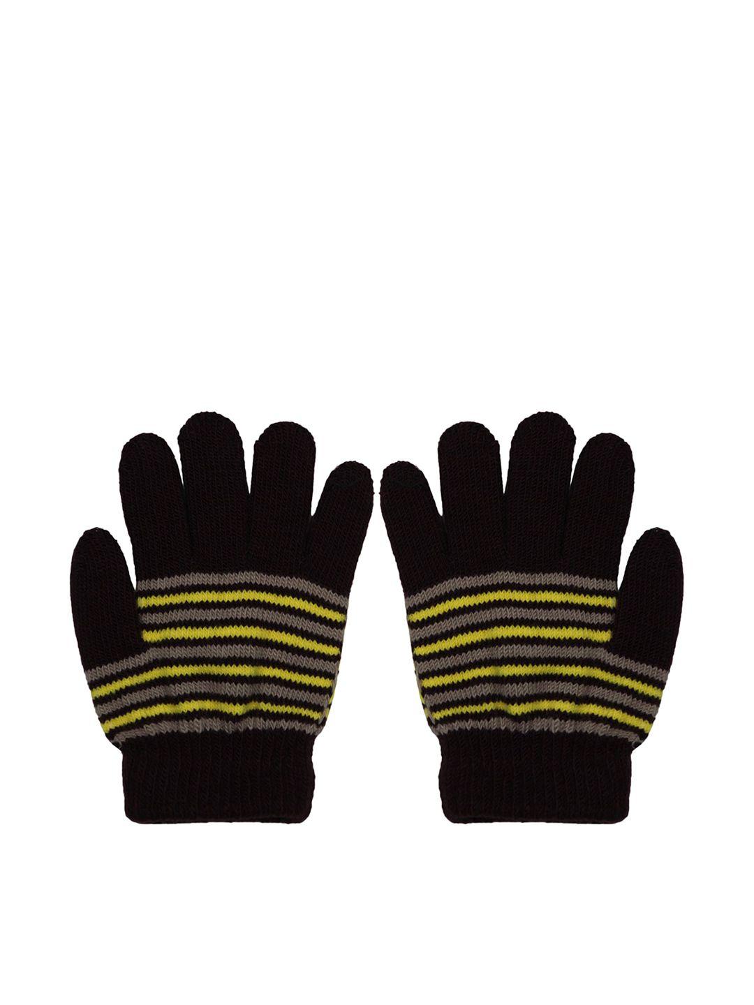 baesd kids striped full finger woolen knitted winter gloves
