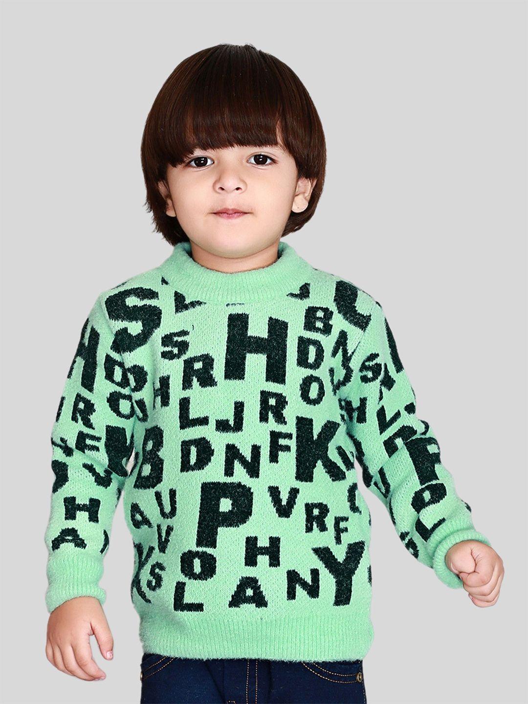 baesd kids typography printed round neck acrylic pullover sweater