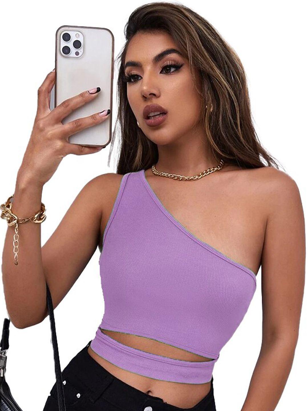 baesd lavender one shoulder crop top