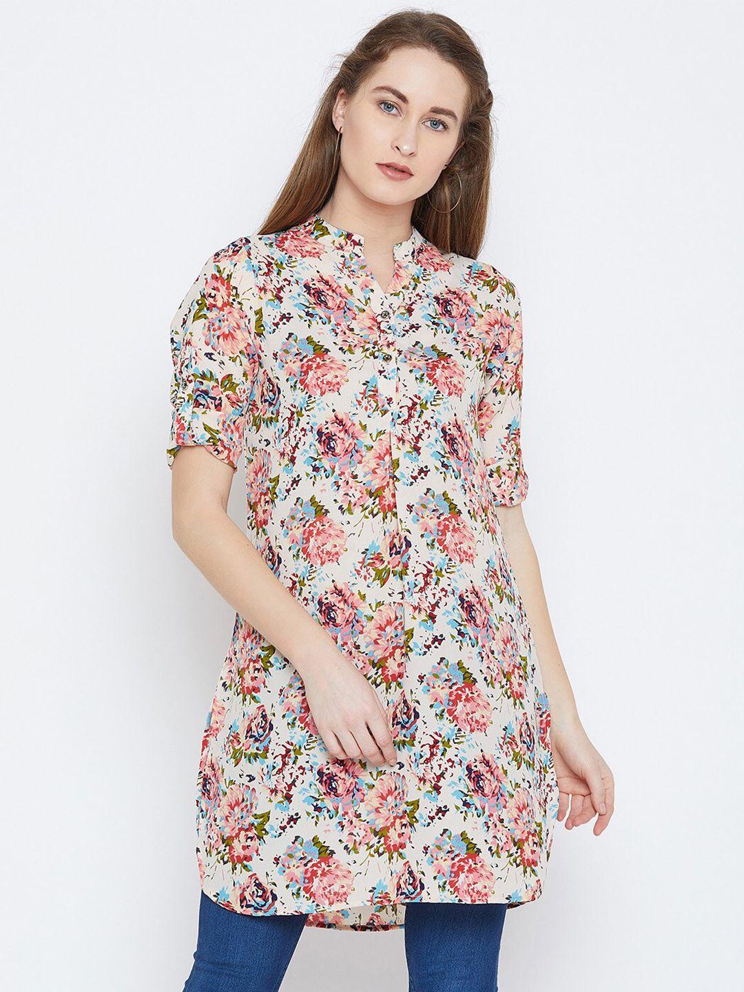 baesd mandarin collar floral printed tunic