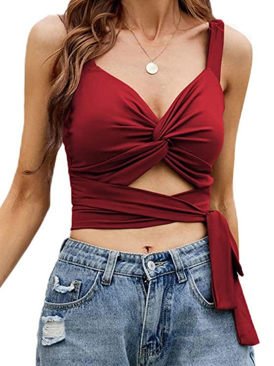 baesd maroon bralette crop top