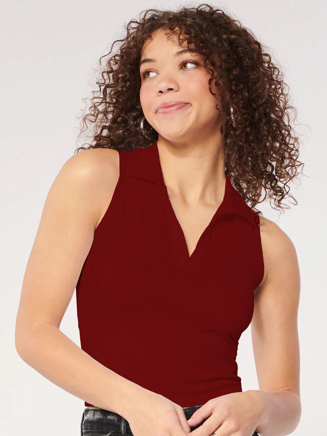 baesd maroon sheen tank crop top