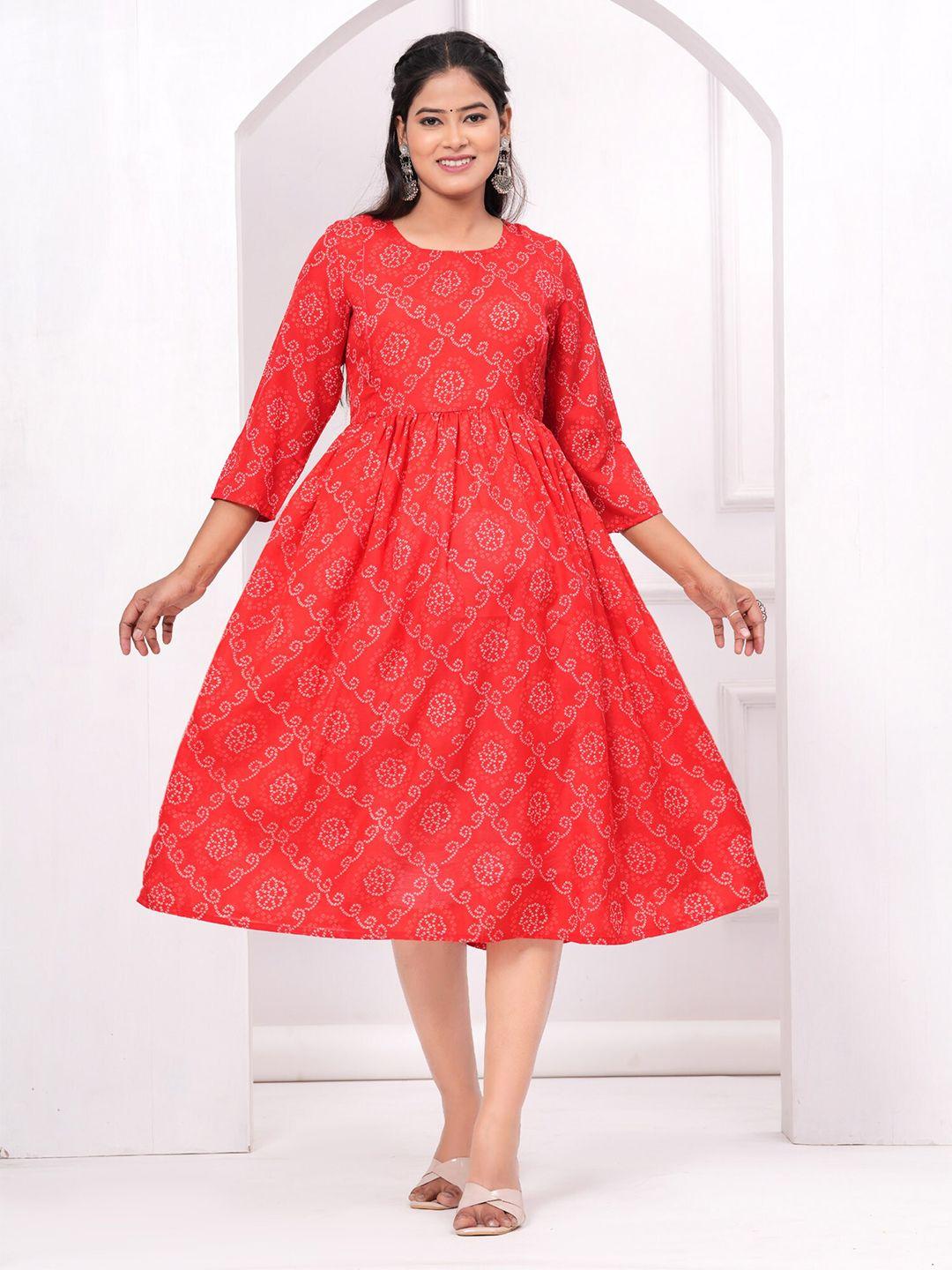 baesd maternity bandhani printed a-line ethnic dress