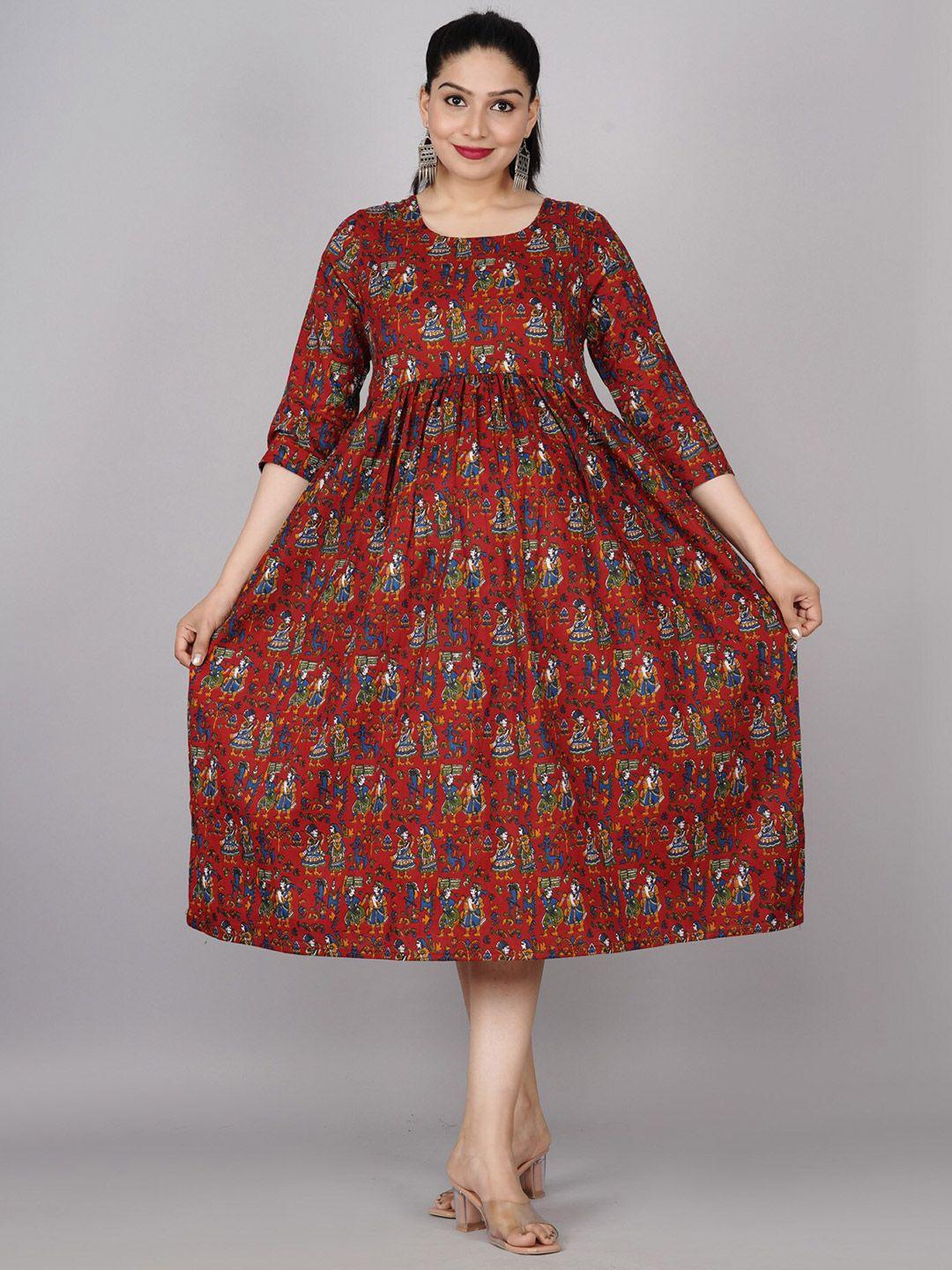 baesd maternity ethnic motifs printed fit & flare ethnic dress