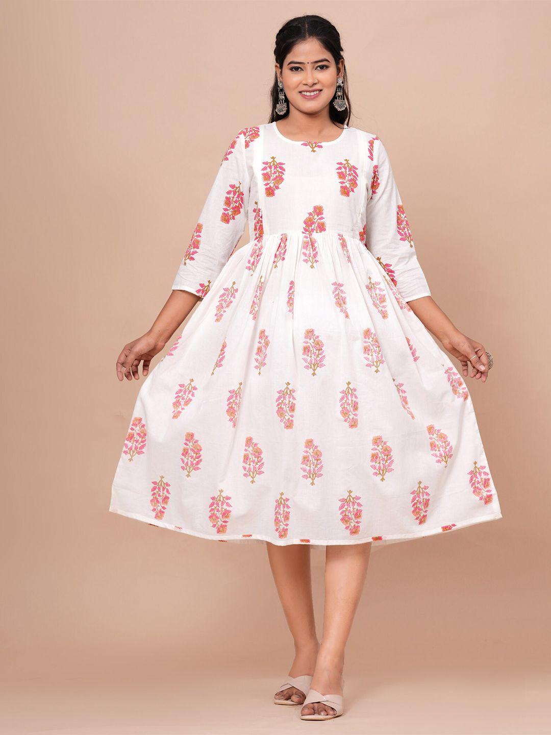 baesd maternity floral printed pure cotton a-line ethnic dress