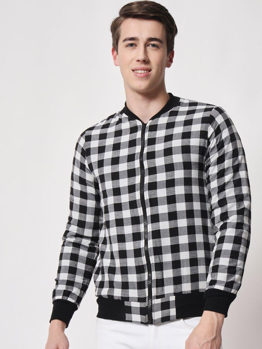 baesd men black checked bomber jacket