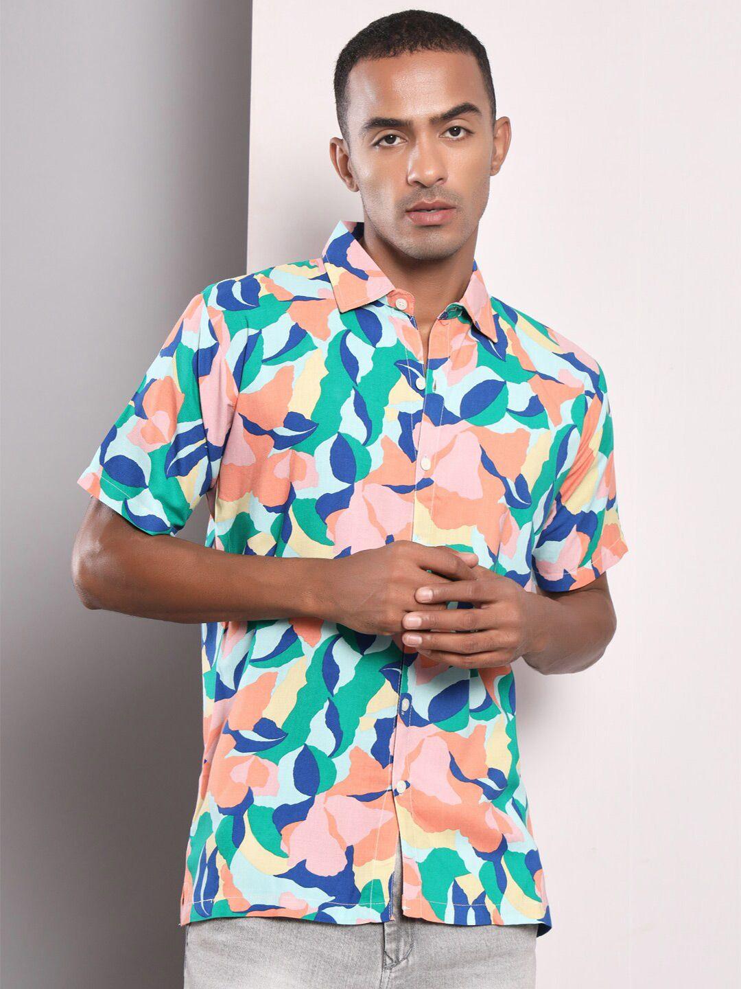 baesd men standard fit abstract printed pure cotton shirt