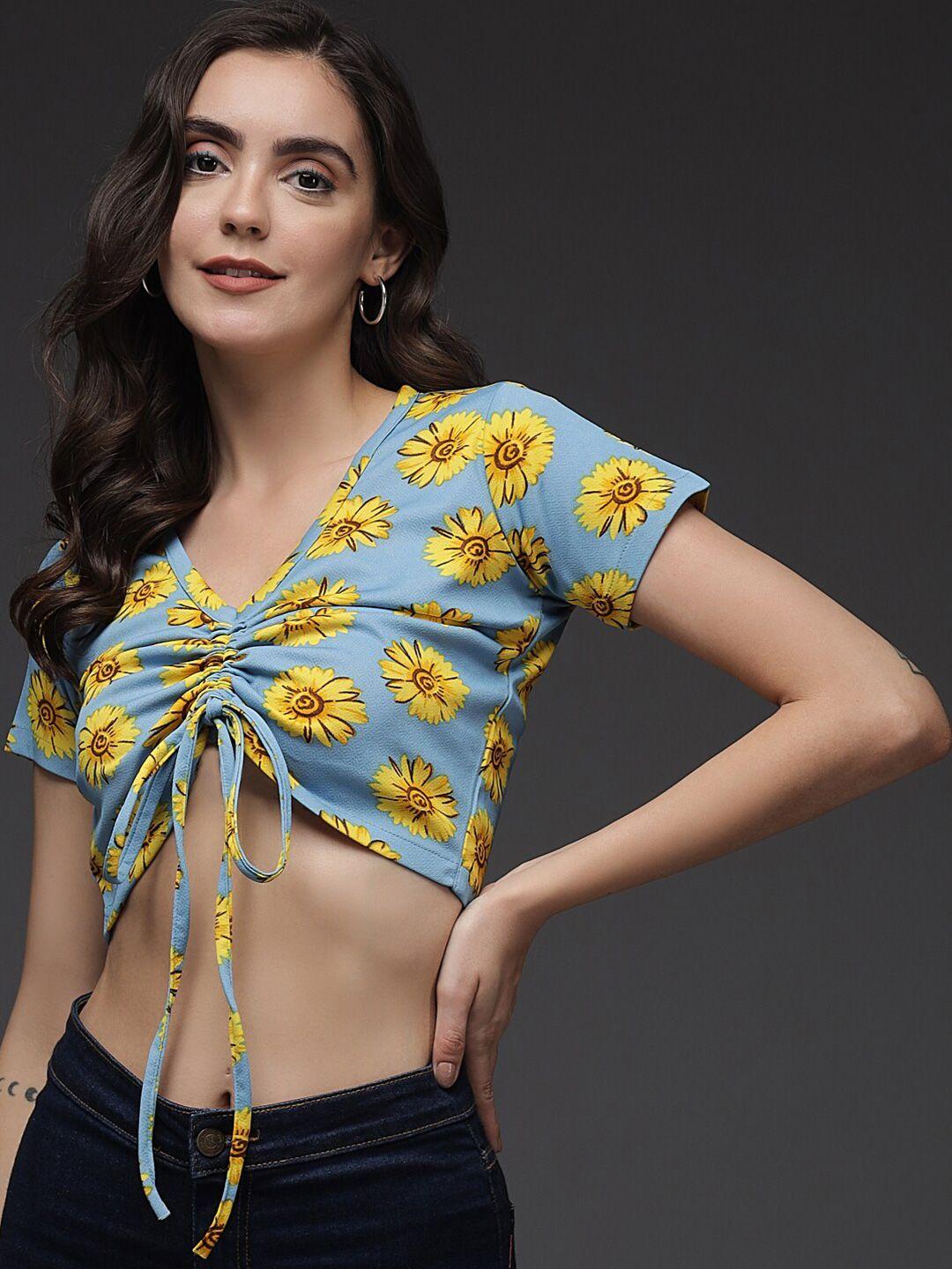 baesd multicoloured floral print crop top