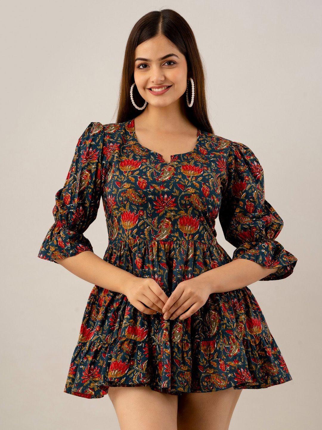 baesd multicoloured floral print fit & flare dress