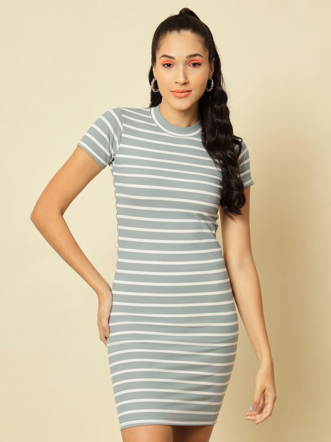 baesd multicoloured striped pu coated bodycon dress