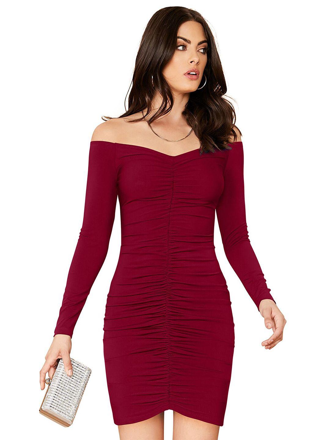 baesd off-shoulder ruched bodycon mini dress