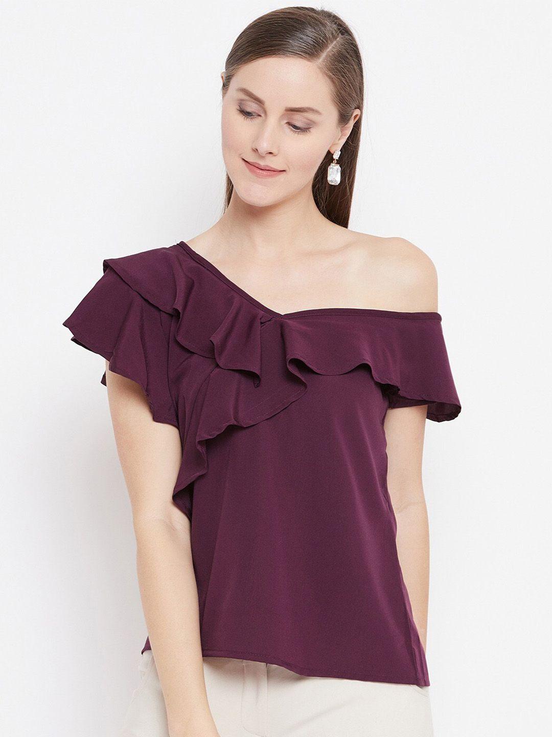 baesd off shoulder ruffled crepe top