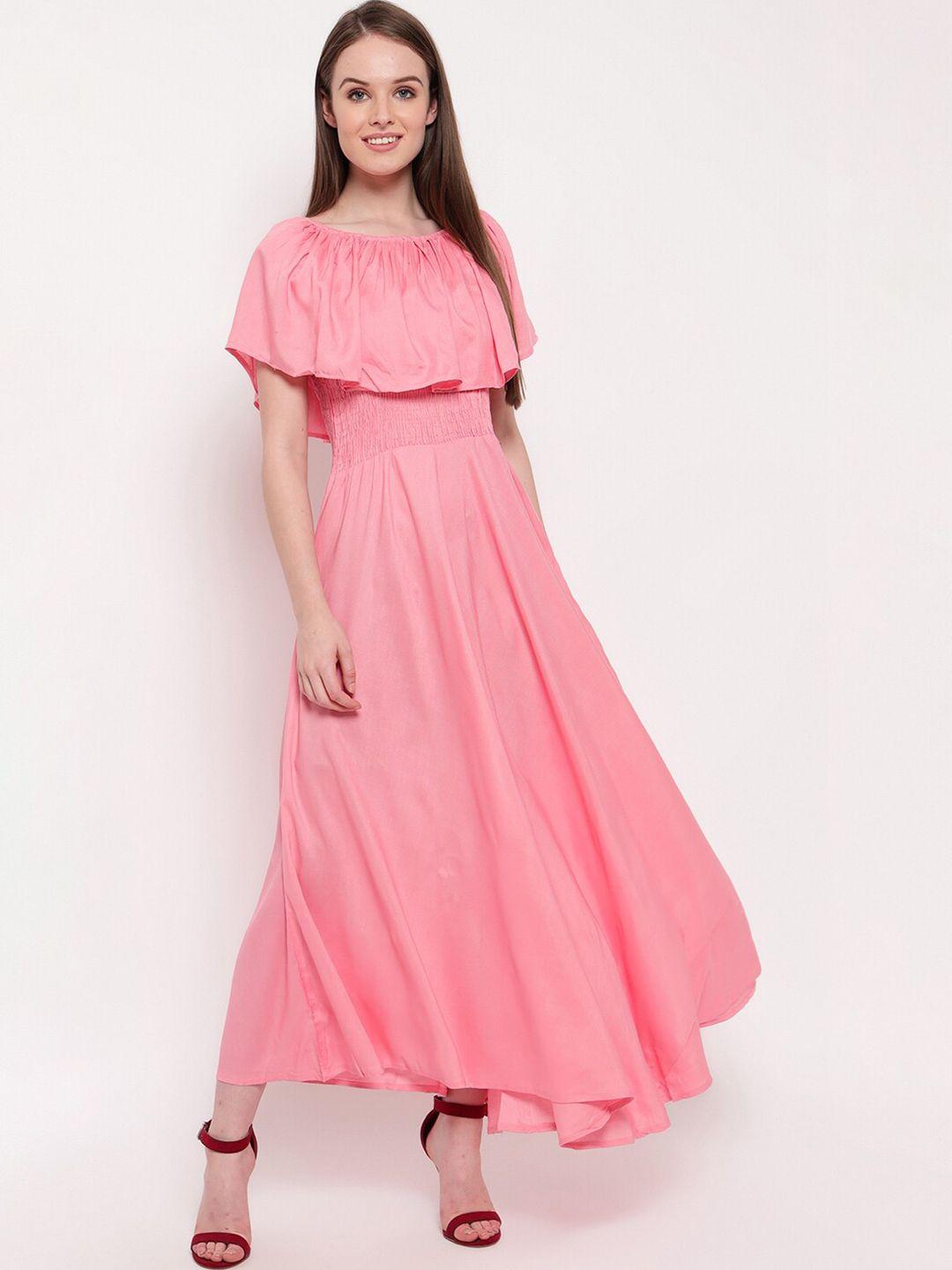 baesd off-shoulder smocked cotton maxi dress