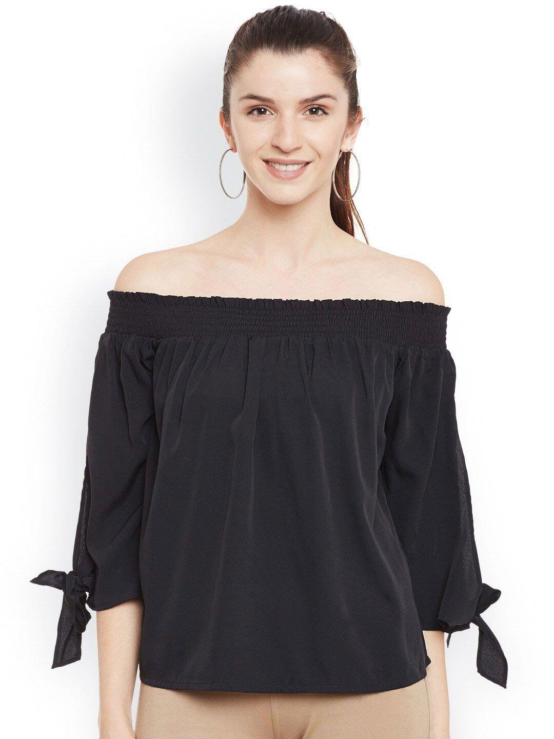 baesd off-shoulder smocking bardot top