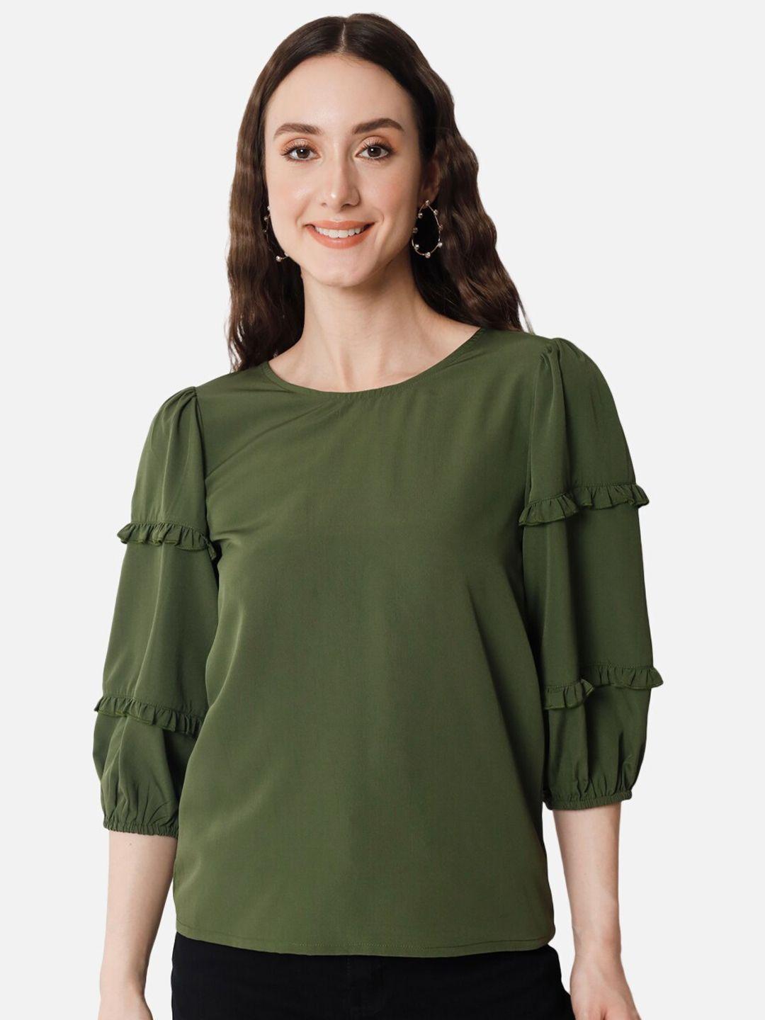 baesd olive green crepe top