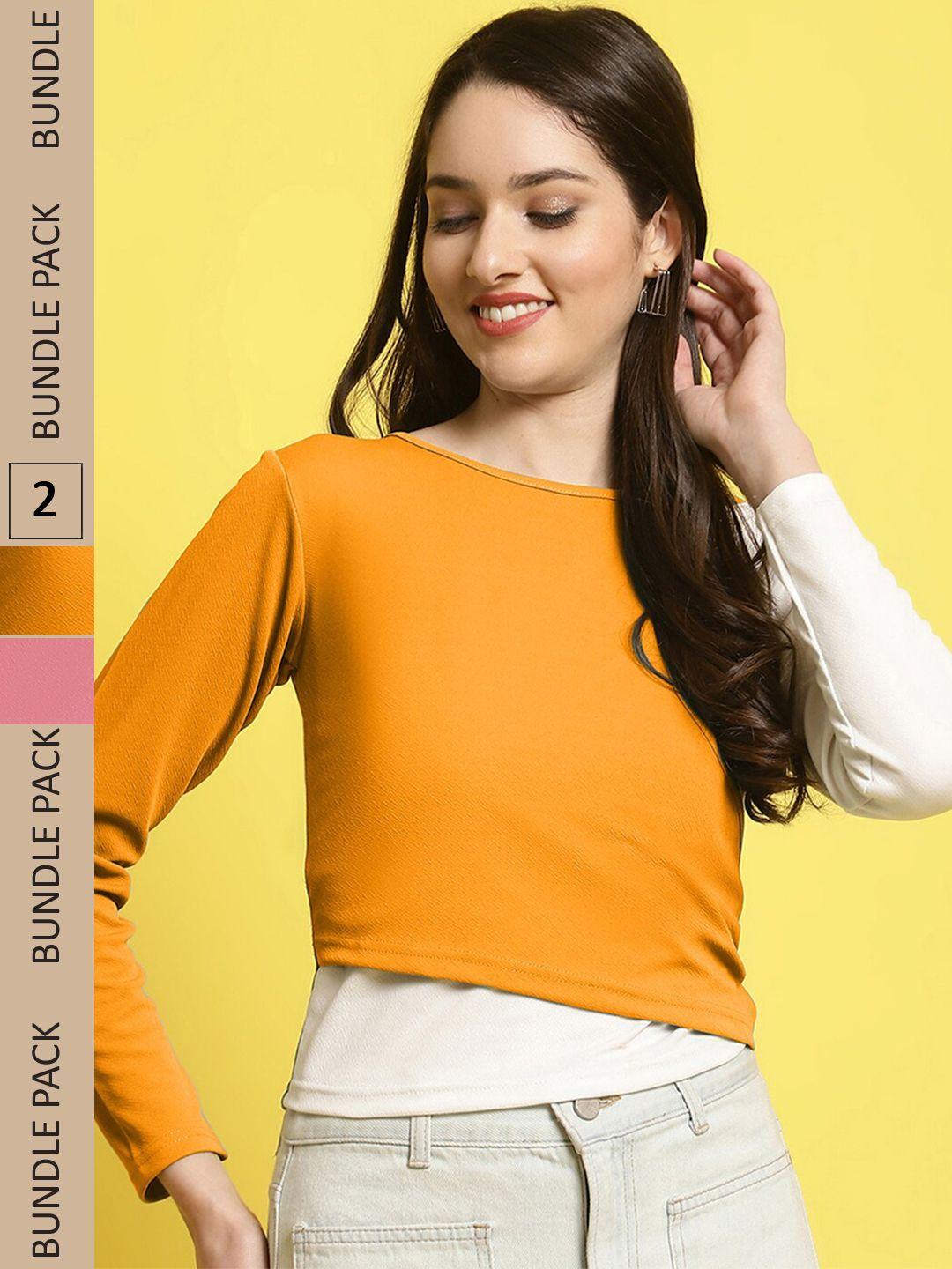 baesd pack of 2 colourblocked tops with cuts out detail