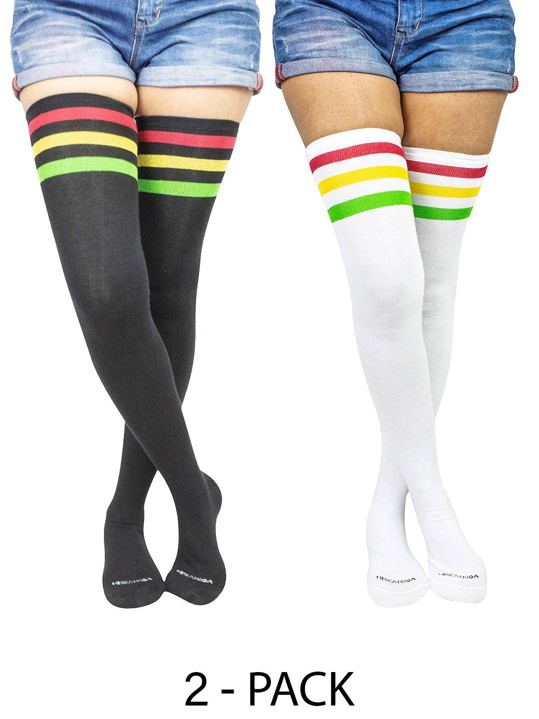 baesd pack of 2 cotton thigh-high stockings