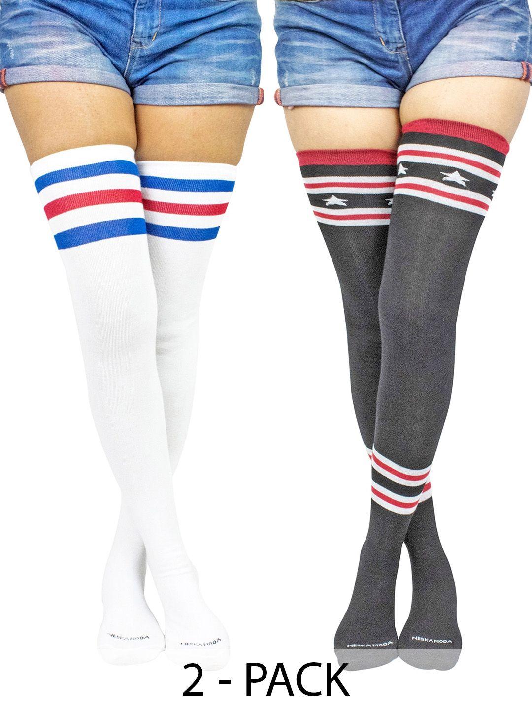 baesd pack of 2 cotton thigh-high stockings