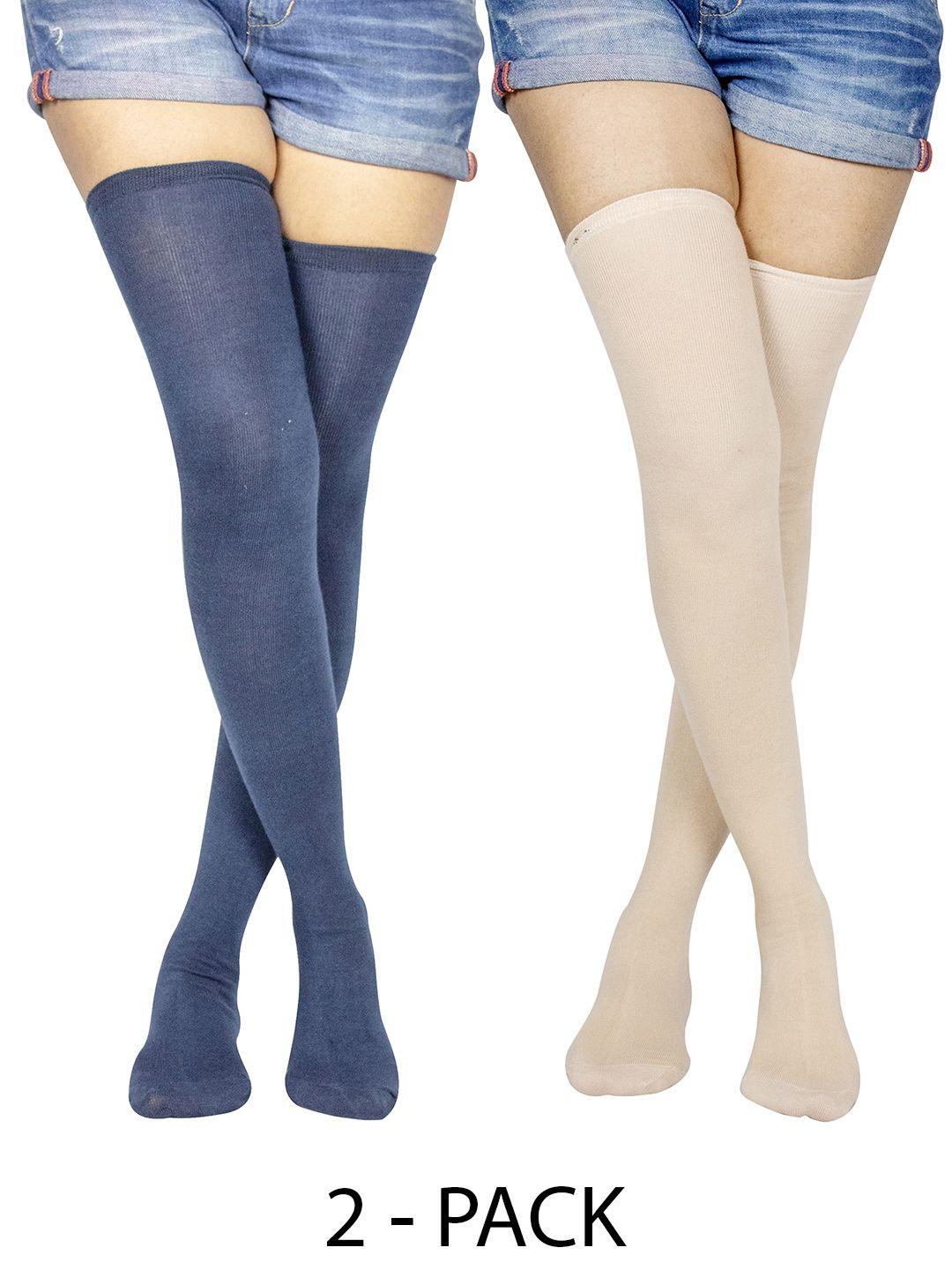 baesd pack of 2 cotton thigh-high stockings