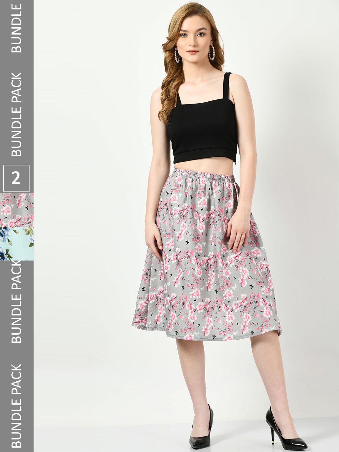 baesd pack of 2 floral printed a-line skirts