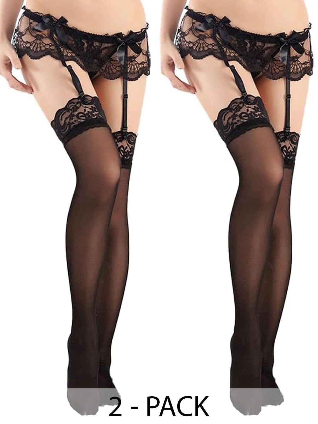 baesd pack of 2 sheer stockings with belt