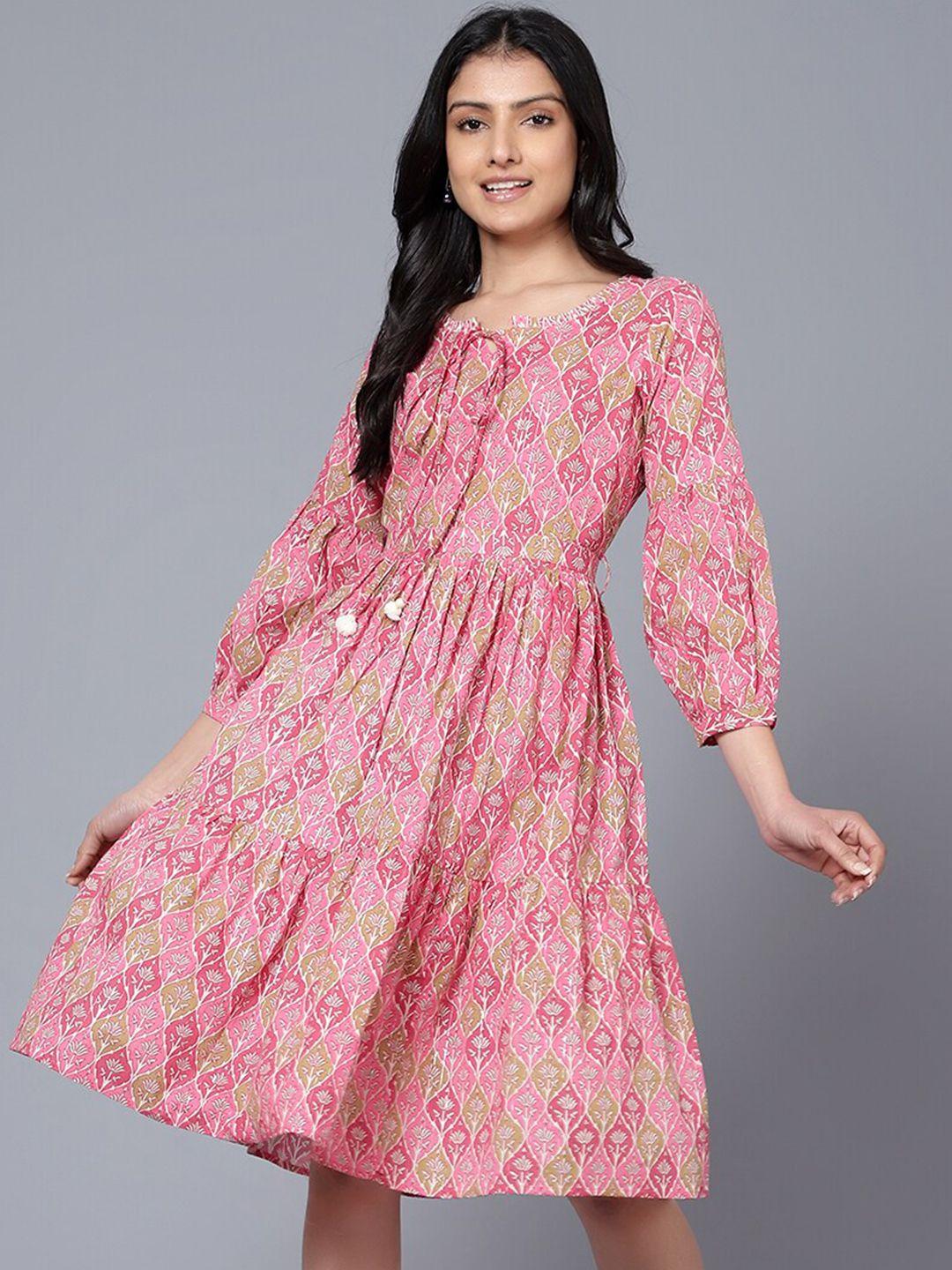 baesd pink a-line midi dress