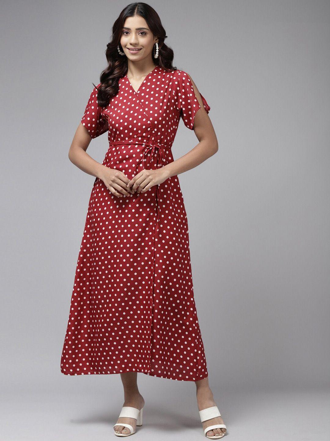 baesd polka dot print georgette maxi midi dress