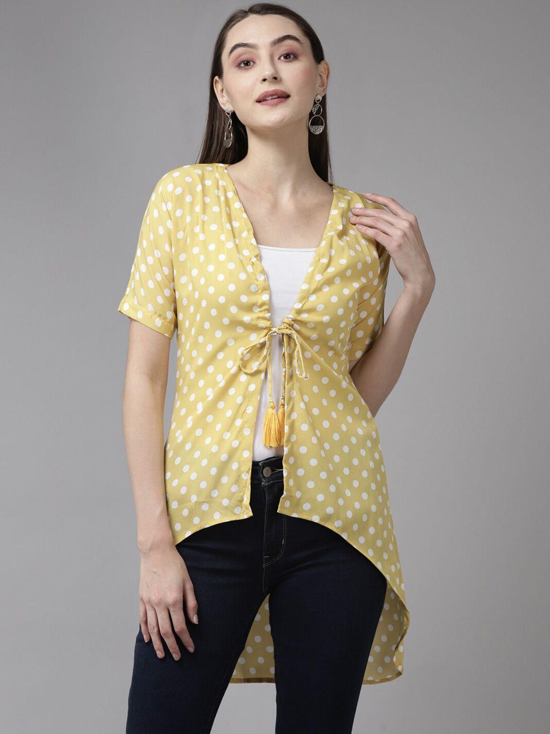 baesd polka dot printed cotton longline shrug