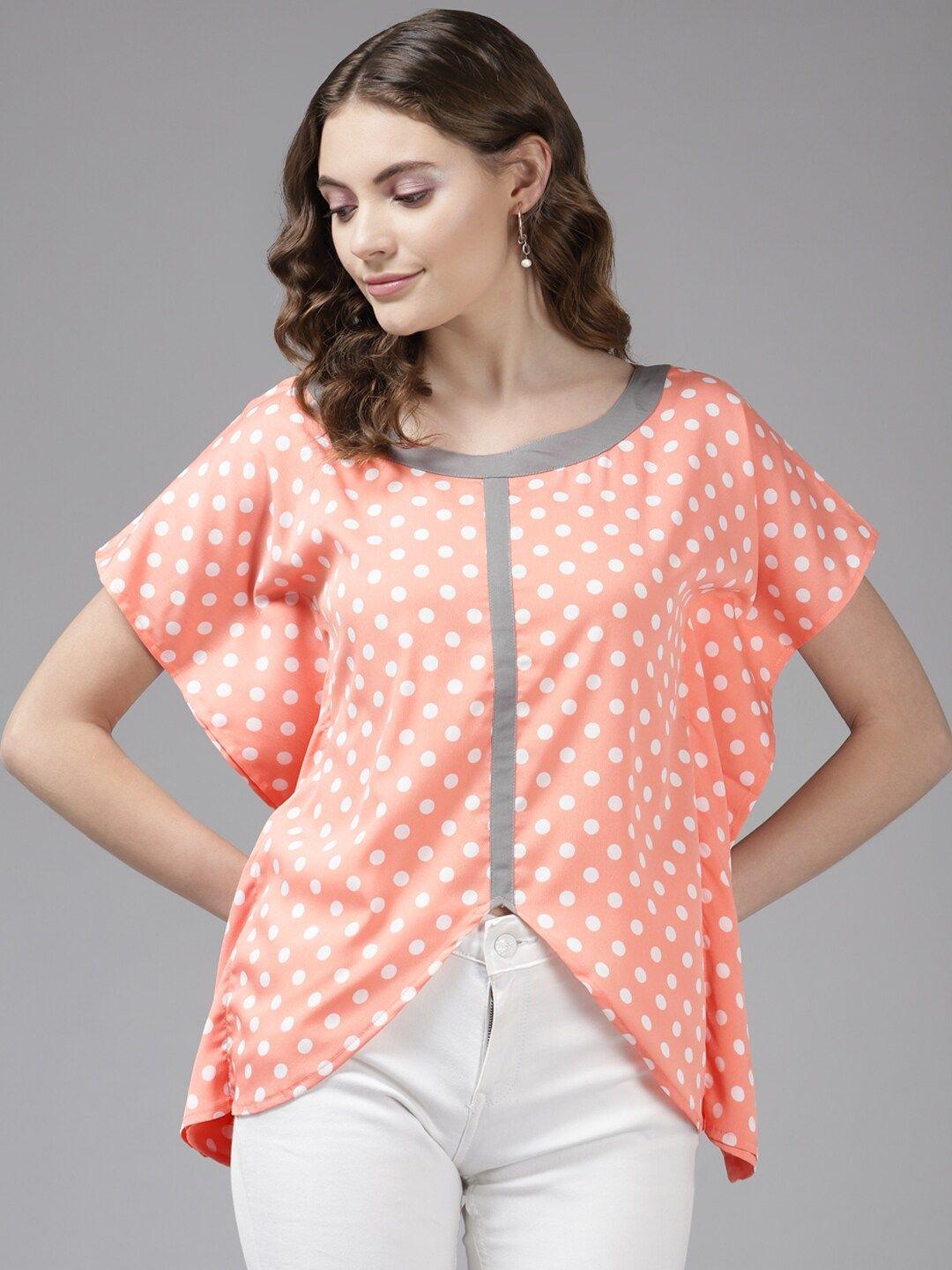 baesd polka dot printed extended sleeves top